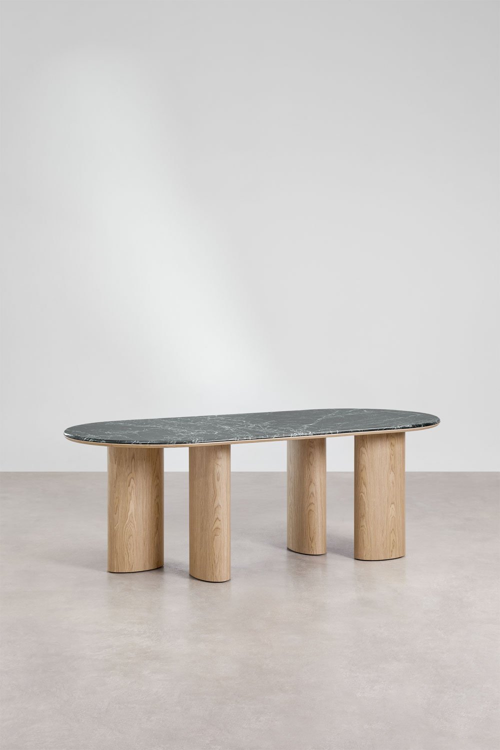 Oval dining table 200x105 cm in MDF and marble Dayana, gallery image 3