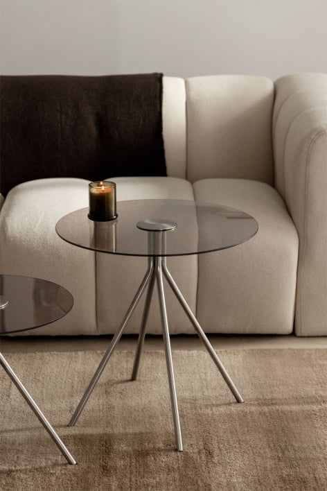 Itsoro round side table in steel and tempered glass