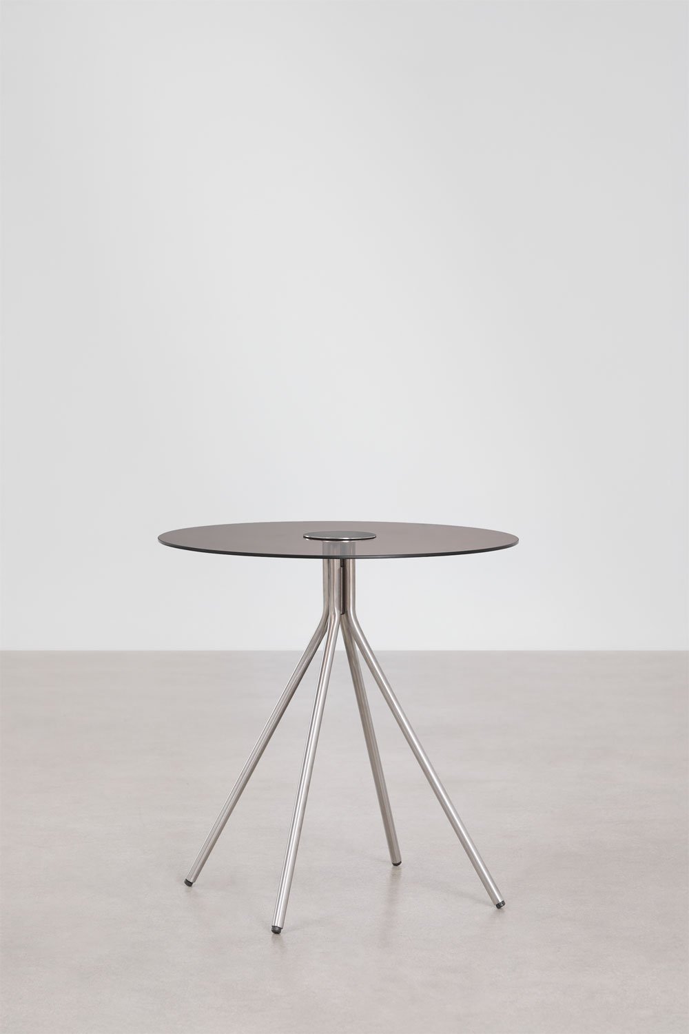 Pack of 2 round bedside tables in steel and tempered glass Itsoro, gallery image 3