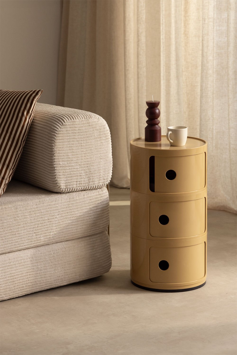 Babel round side table with shelves, gallery image 1