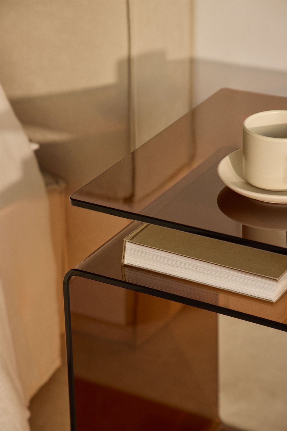 Rectangular bedside table 40x35 cm in Diora tempered glass, gallery image 2