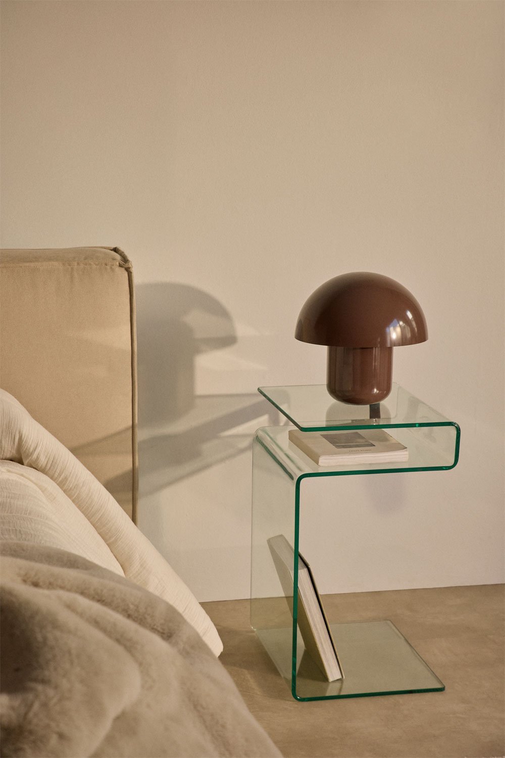 Pack of 2 rectangular bedside tables 40x35 cm in Diora tempered glass, gallery image 1