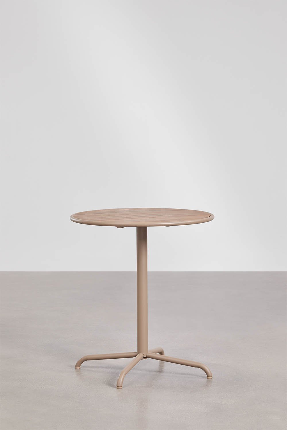 Round garden table set Ø65 cm and 2 stackable garden chairs in steel and acacia wood Tilda, gallery image 2