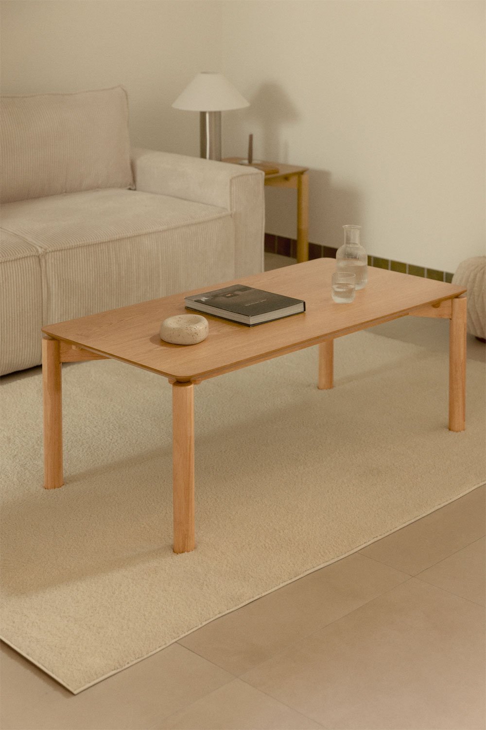 Rectangular coffee table 120x60 cm in MDF with oak veneer Munden, gallery image 1