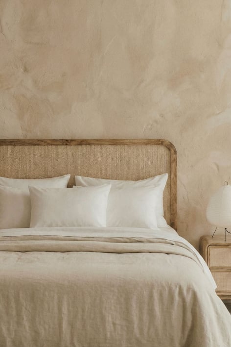 Abrams headboard in mango wood, MDF, and jute