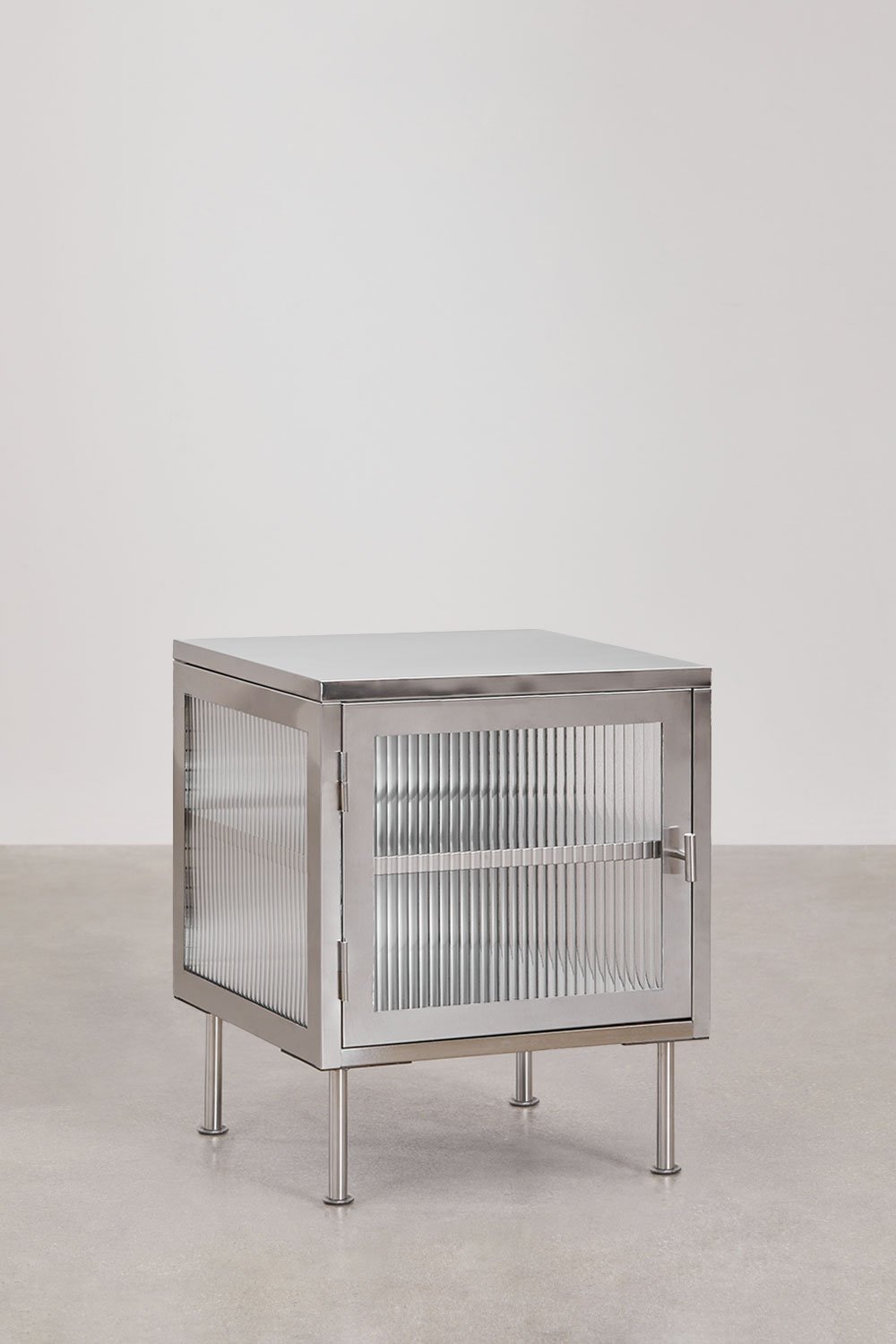 Rectangular bedside table 45x40 cm in steel and glass Paoline, gallery image 3
