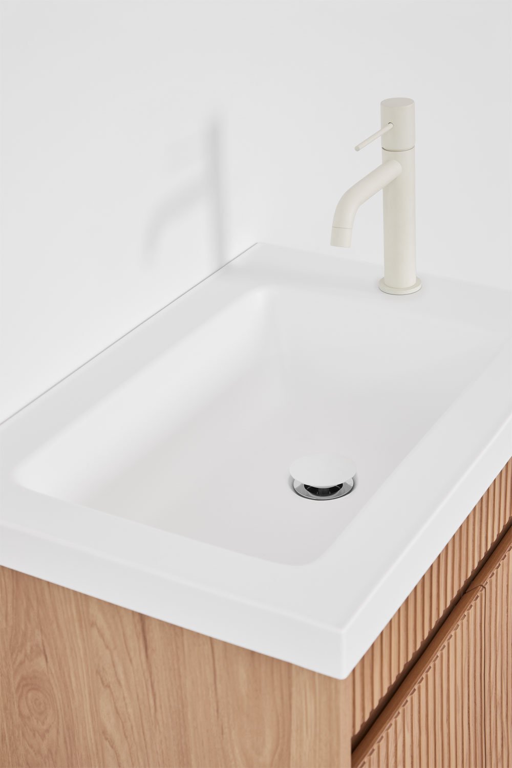 Suspended wooden bathroom furniture set with integrated sink Narek, gallery image 5