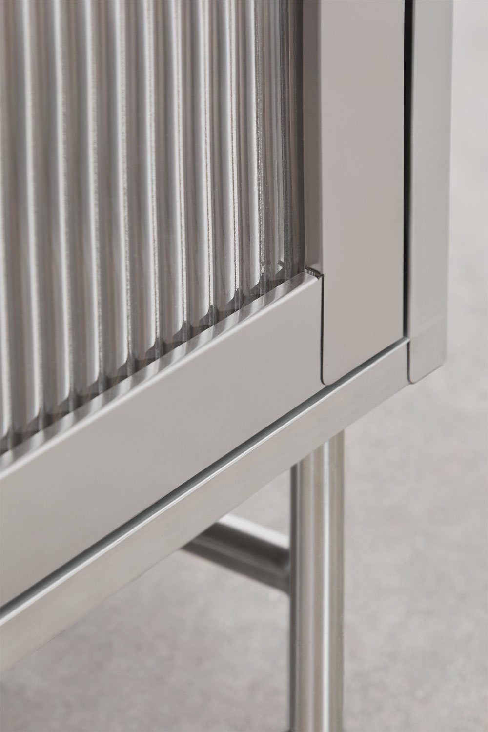 Paoline 180x40 cm TV cabinet in steel and glass, gallery image 8