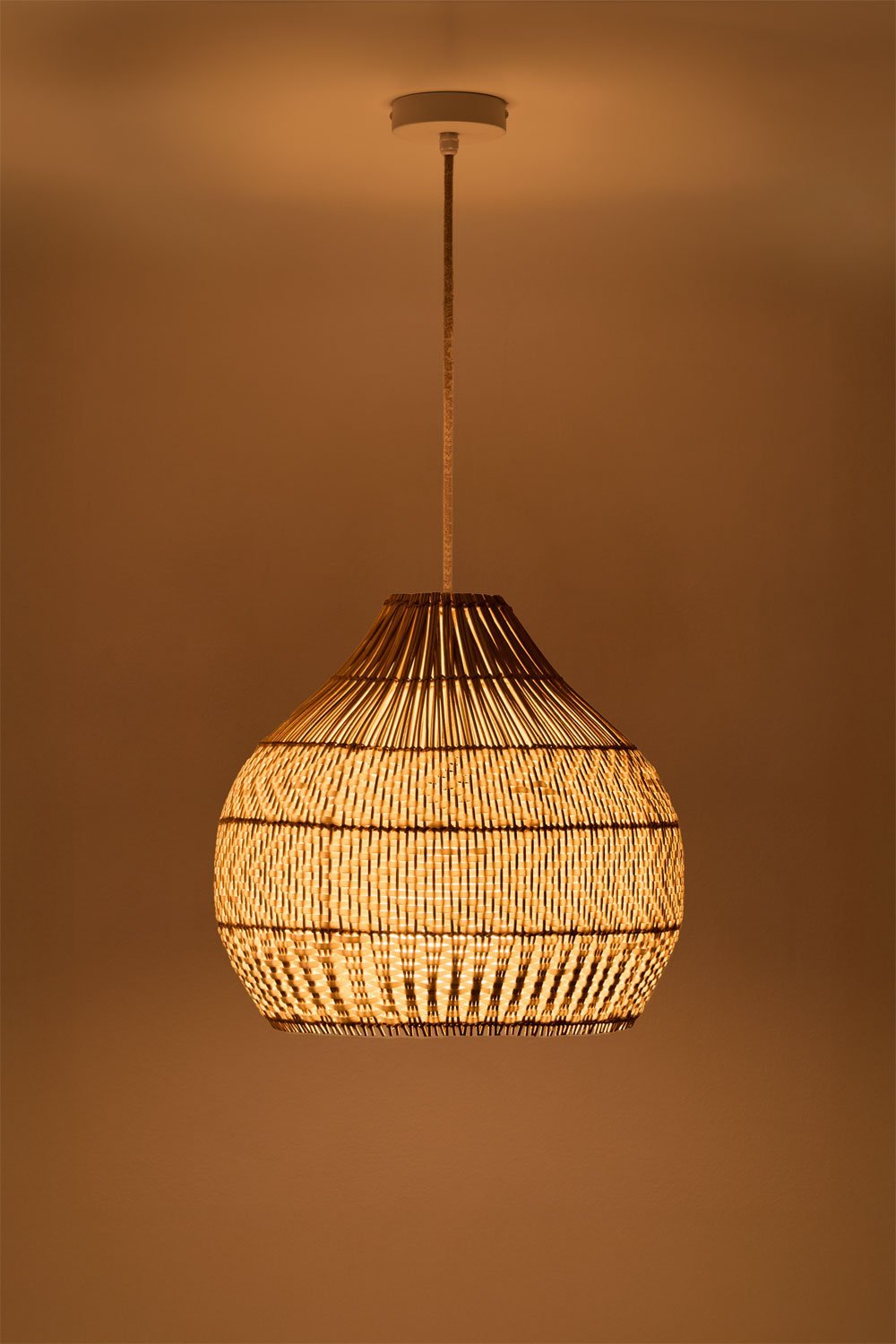 Hanging ceiling lamp in braided rattan Llaury, gallery image 2