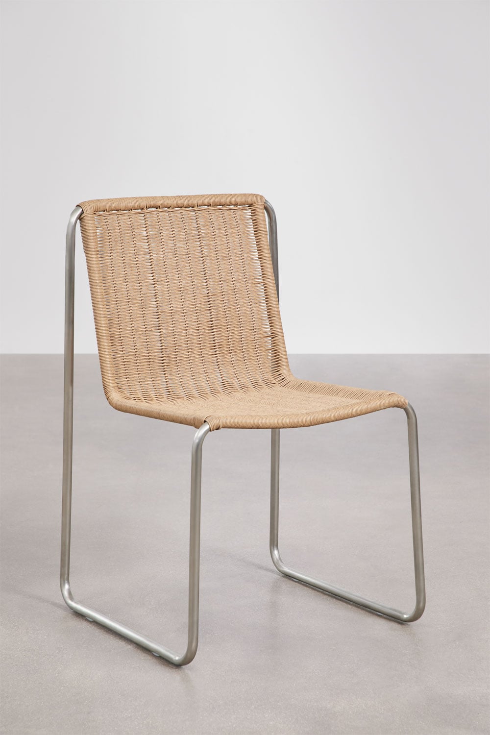 Silla de comedor en acero inoxidable y ratán sintético Omaha, imagen de galer&iacute;a 3