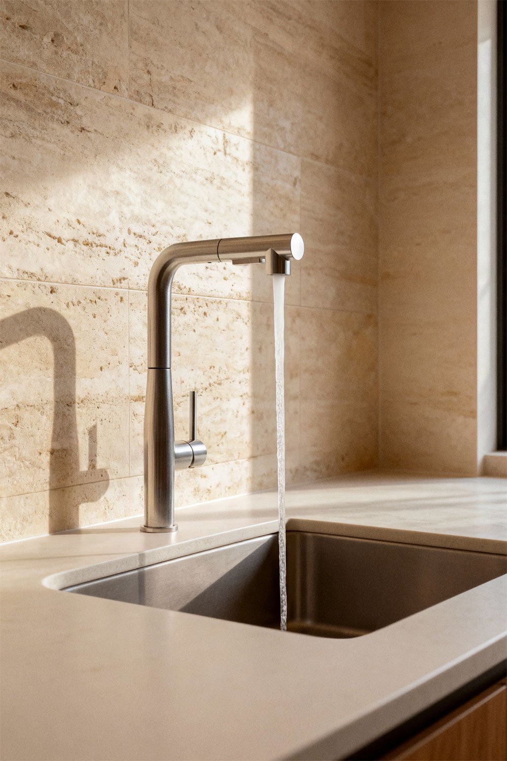 Olyt kitchen faucet with high pull-out spout in stainless steel, gallery image 3