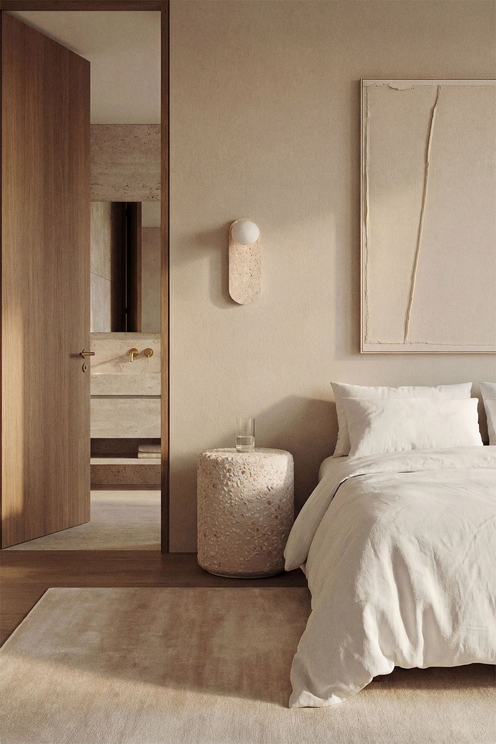 Pack of 2 round bedside tables Ø35 cm in Elyndra cement, gallery image 1