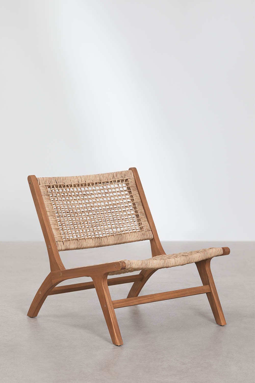 Pack of 2 armchairs in acacia wood and synthetic rattan Verlian, gallery image 1