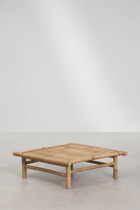 Square garden coffee table 75x75 cm in Isendra bamboo