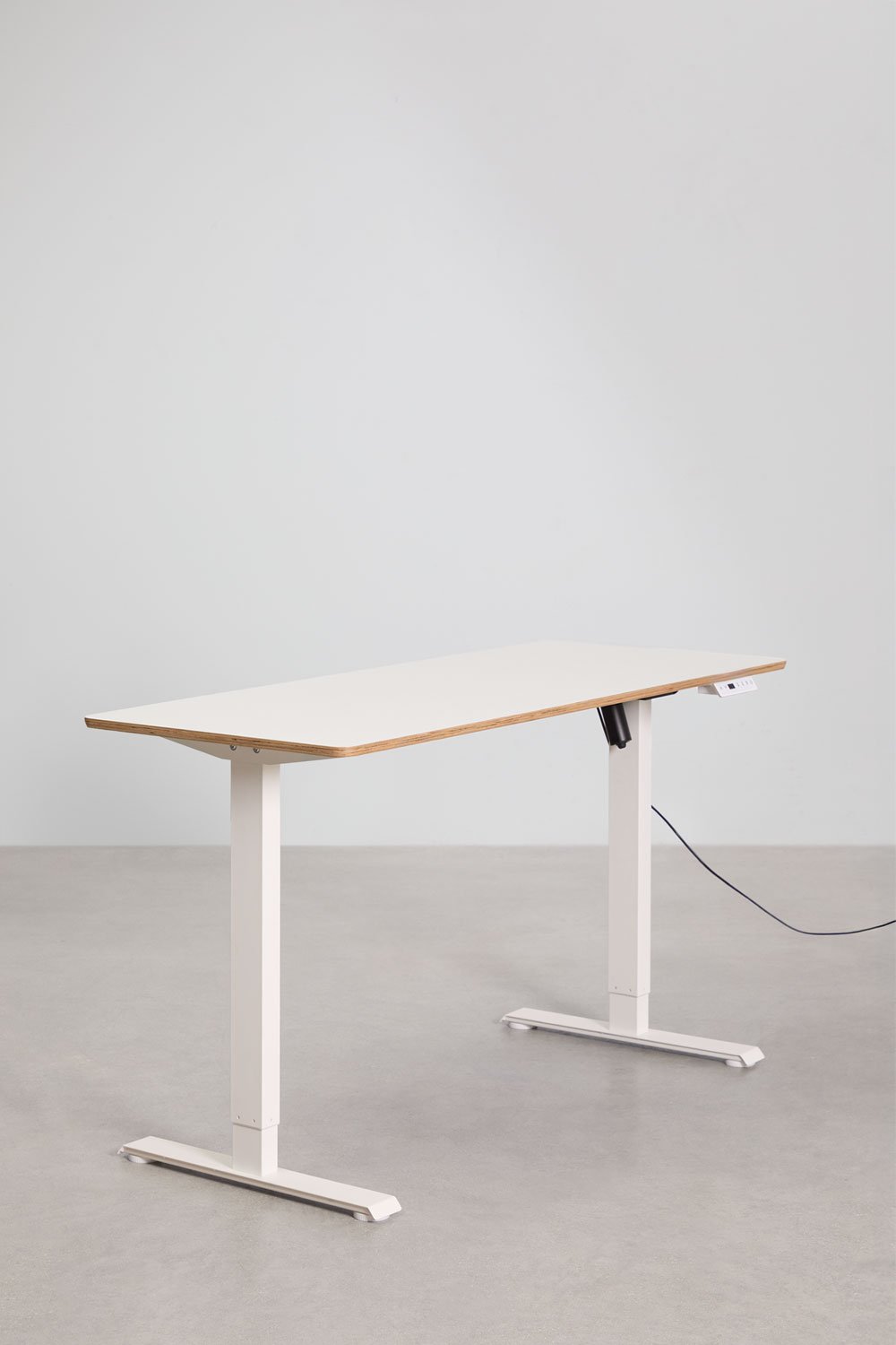 Electric rectangular height-adjustable desk with memory function in wood and iron Serpi, gallery image 2