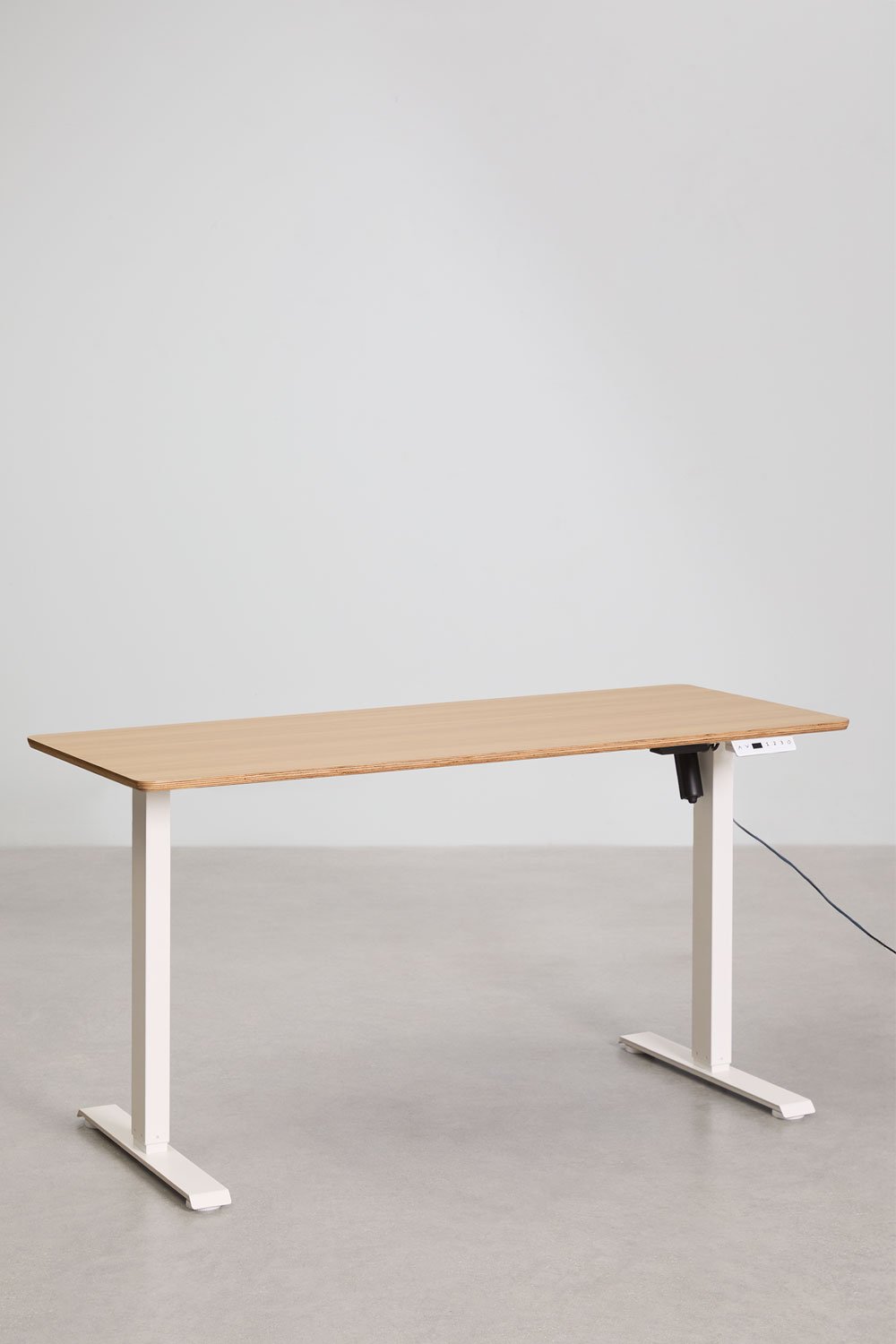 Electric rectangular height-adjustable desk with memory function in wood and iron Serpi, gallery image 1