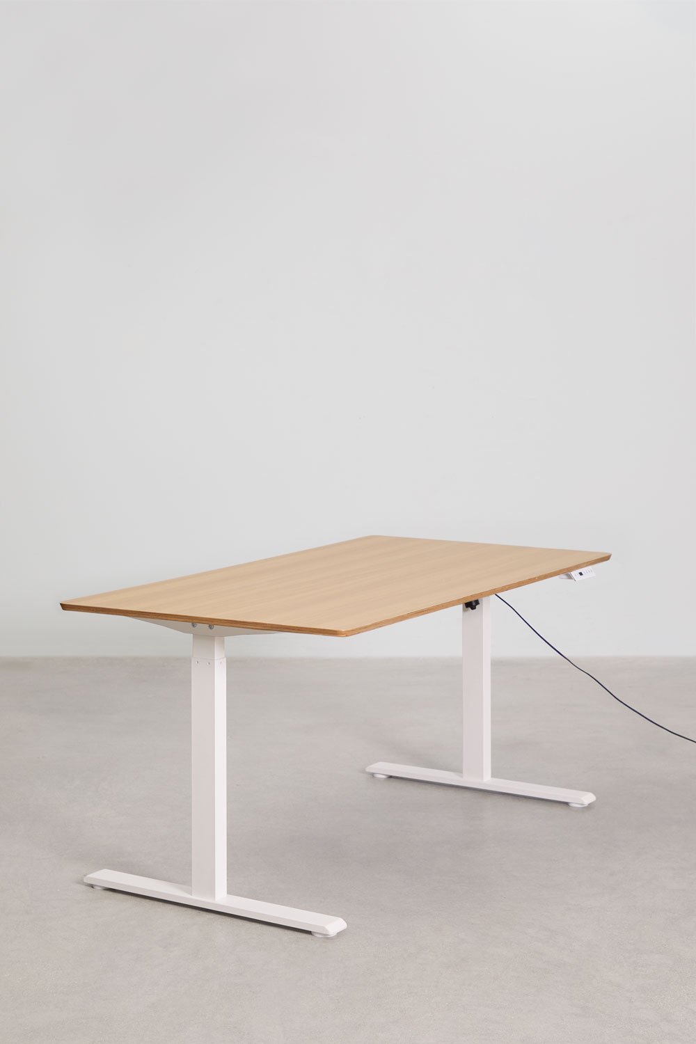 Electric rectangular height-adjustable desk with memory function in wood and iron Serpi, gallery image 2