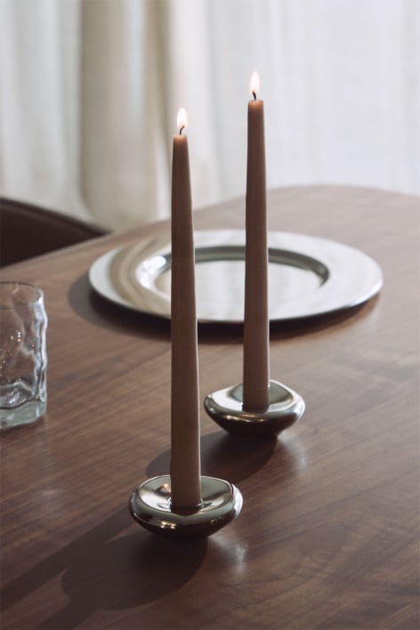 Pack of 2 aluminum Nibs candlesticks