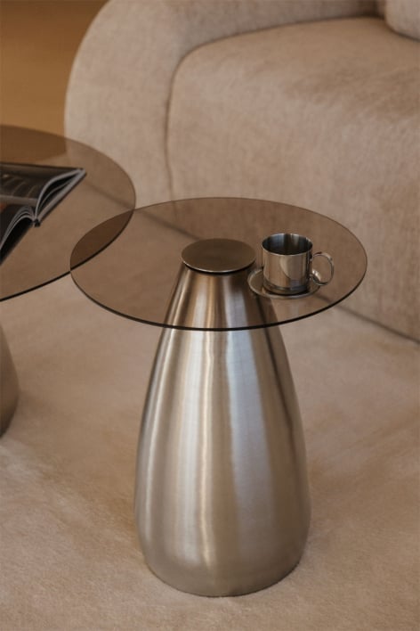 Round side table Ø50 cm in tempered glass Mariana