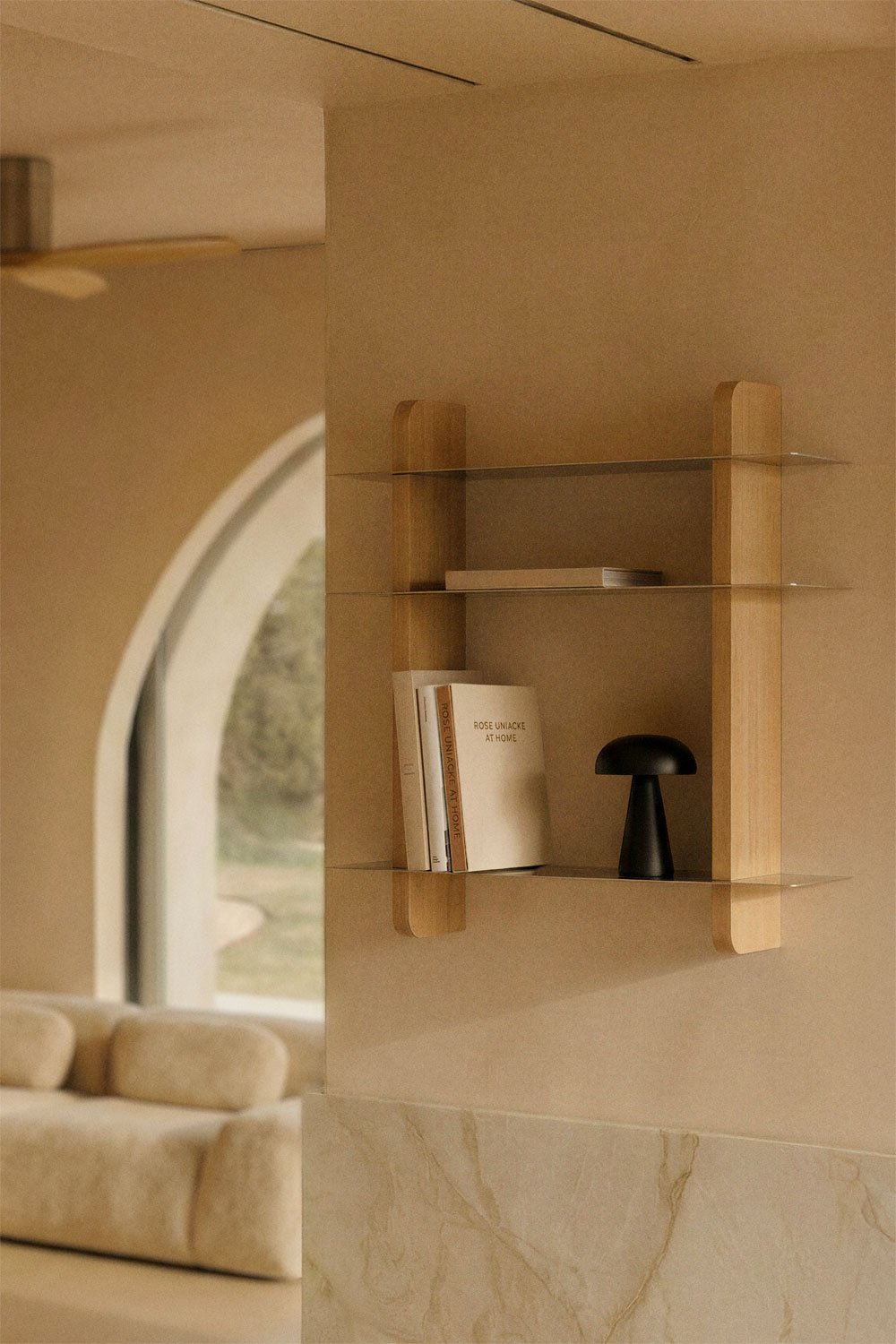 Tokyo mango wood and steel wall shelf, gallery image 1