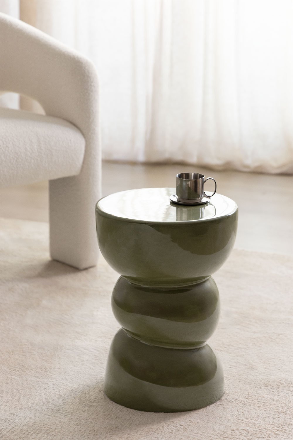 Tiyi round side table Ø35 cm in ceramic, gallery image 1