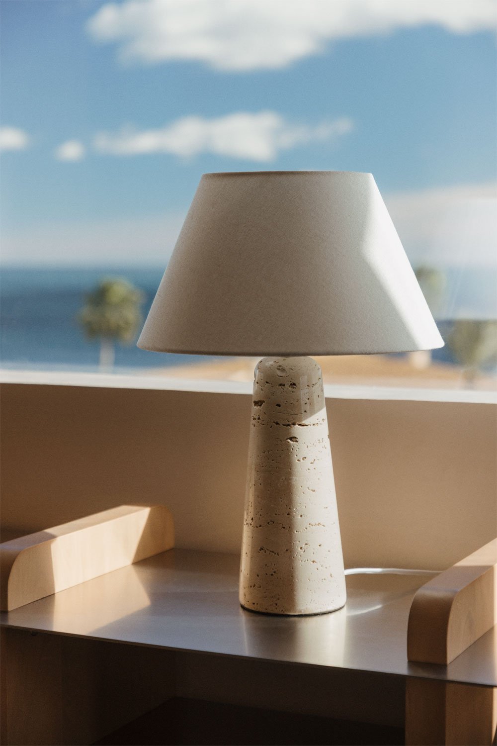 Davise travertine table lamp base, gallery image 1