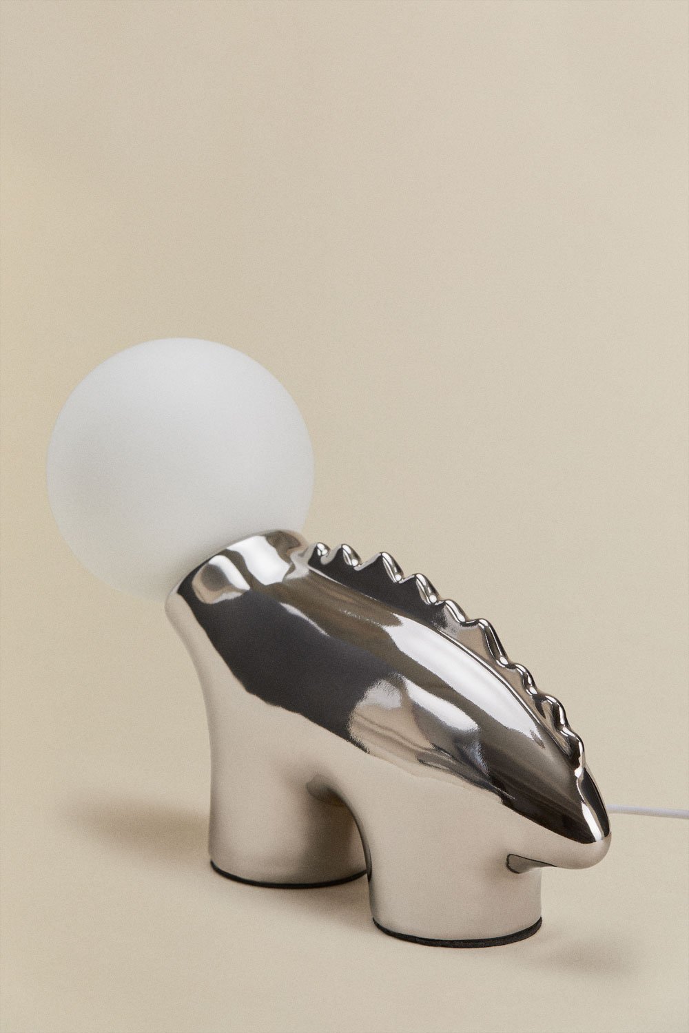 Maloa ceramic table lamp with glass ball, gallery image 3