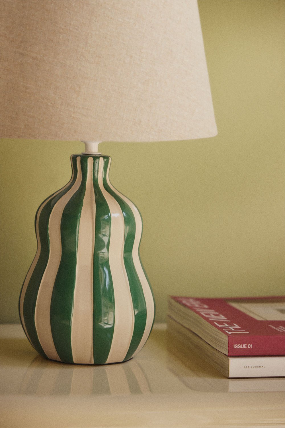 Jolira ceramic and linen table lamp ↑40 cm, gallery image 3