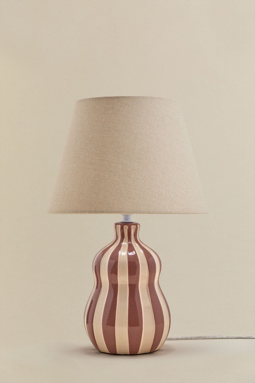 Jolira ceramic and linen table lamp ↑40 cm, gallery image 3