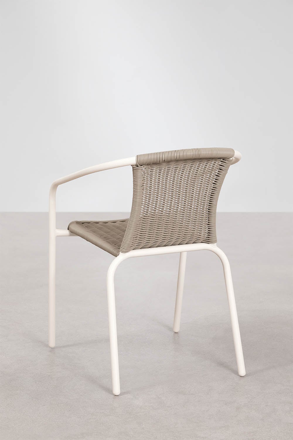 Stackable garden chair with armrests in steel and synthetic wicker Kalymana, gallery image 5