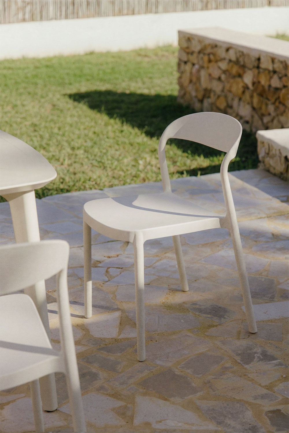 Pack of 2 stackable Brenza polypropylene garden chairs, gallery image 1