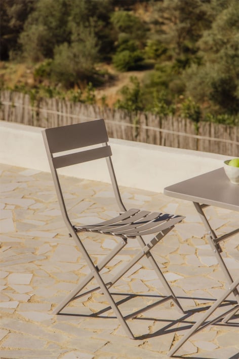 Pack of 2 folding garden chairs in Tamarit steel - Moka Brown