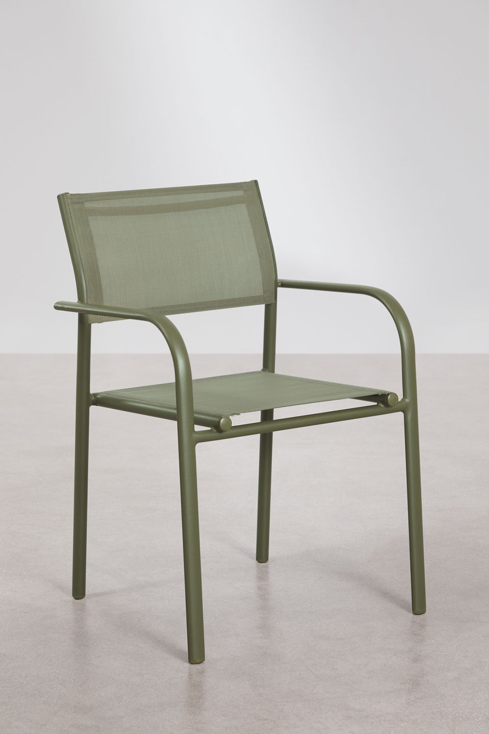 Pack of 4 stackable garden chairs with aluminum armrests Olenia, gallery image 3