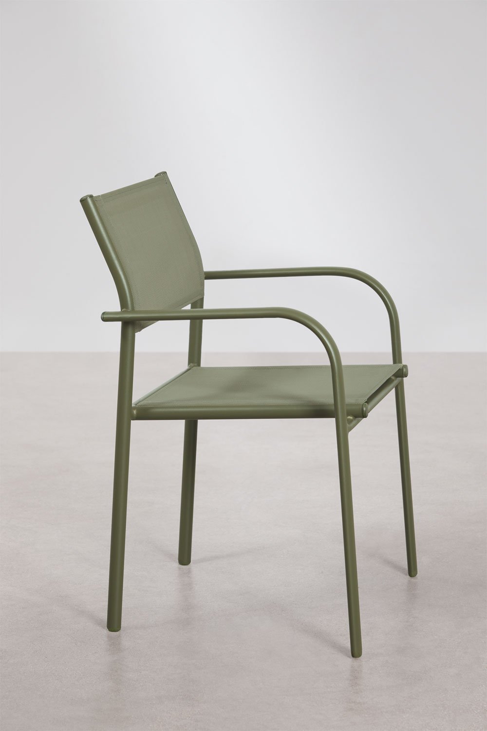 Pack of 4 stackable garden chairs with aluminum armrests Olenia, gallery image 4