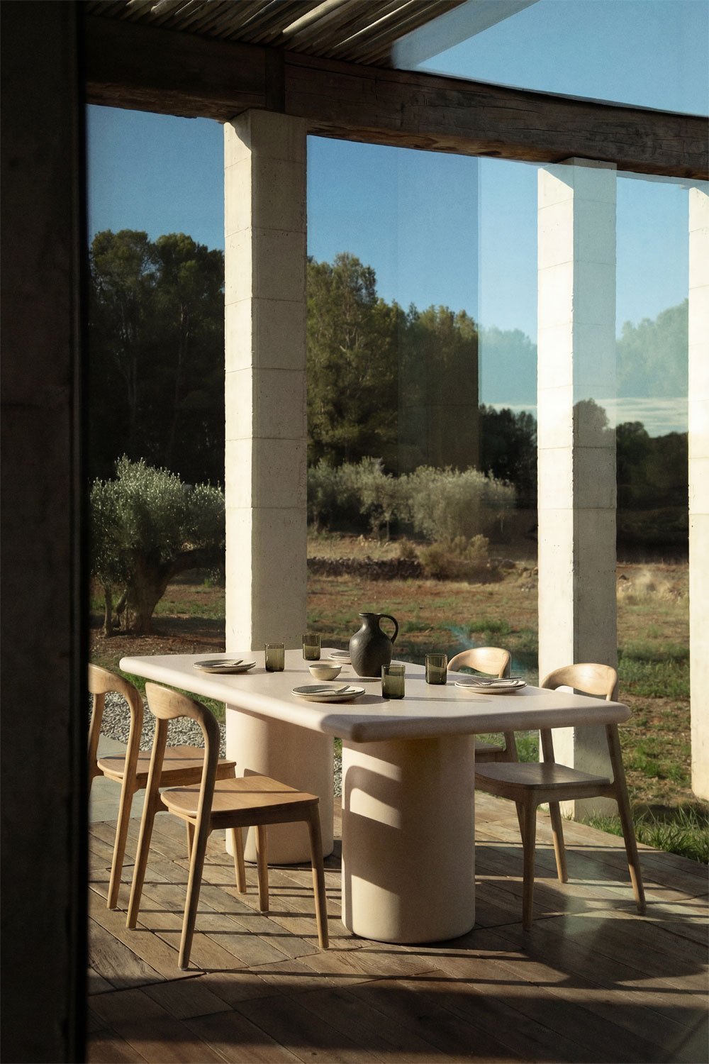 Rectangular 220x100 cm Namara cement garden table, gallery image 1