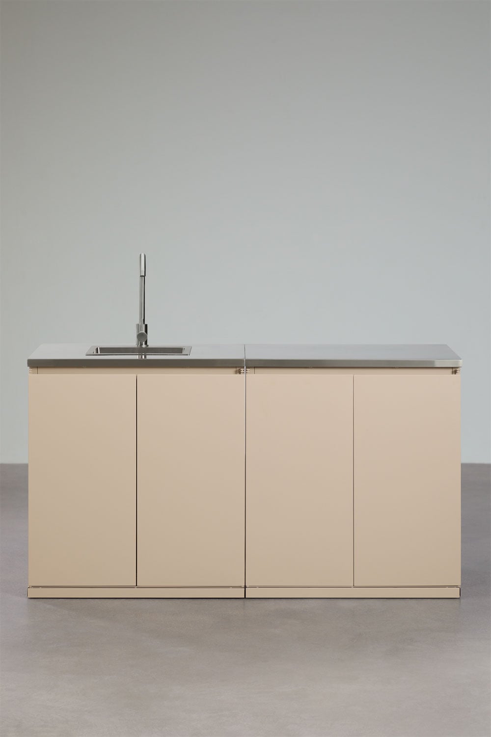 2-piece outdoor modular kitchen with sink and steel storage Rivana, gallery image 1