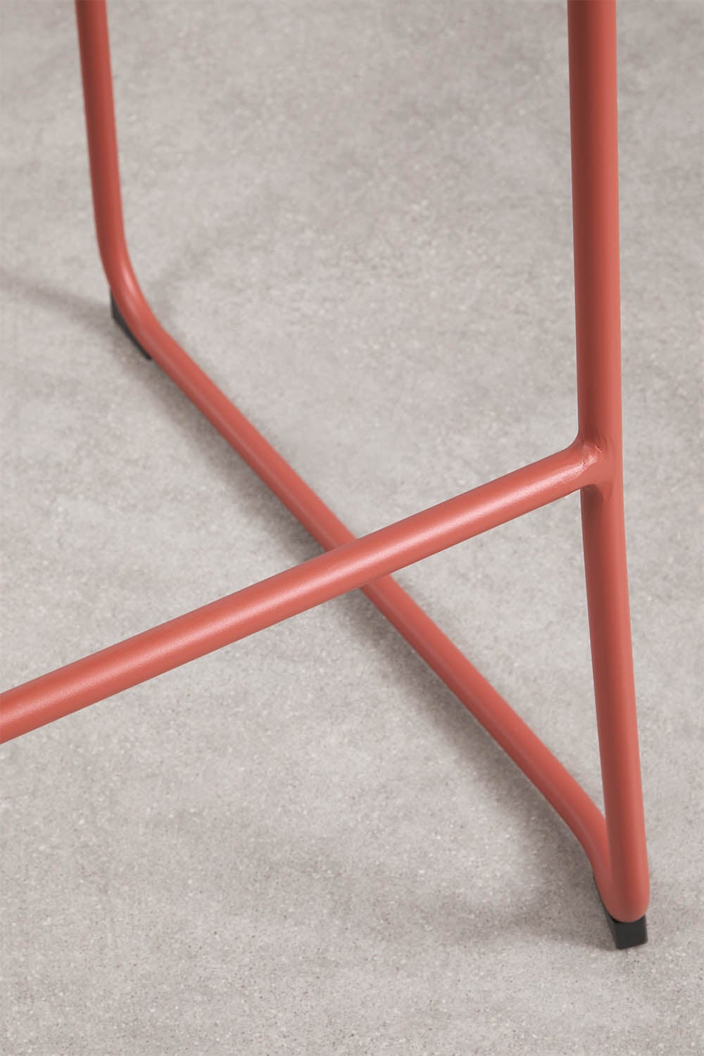 Stackable high garden stool with armrests in synthetic rattan and steel Revia, gallery image 5