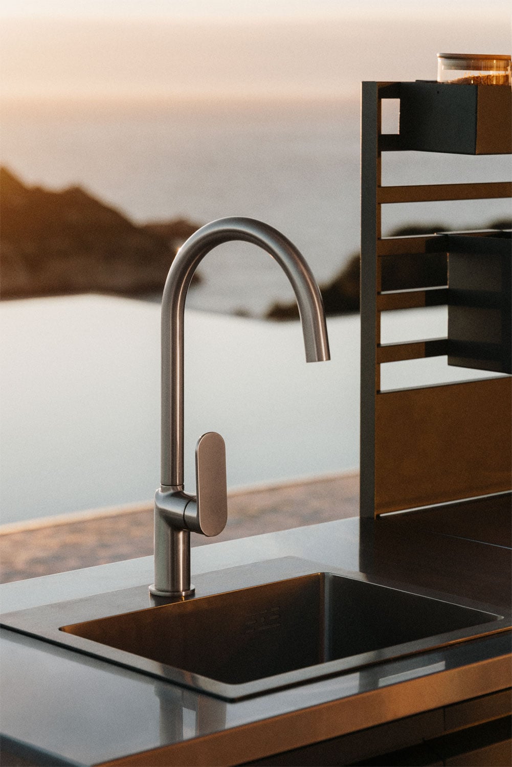 Outdoor kitchen faucet with high spout in brass Alameda, gallery image 6