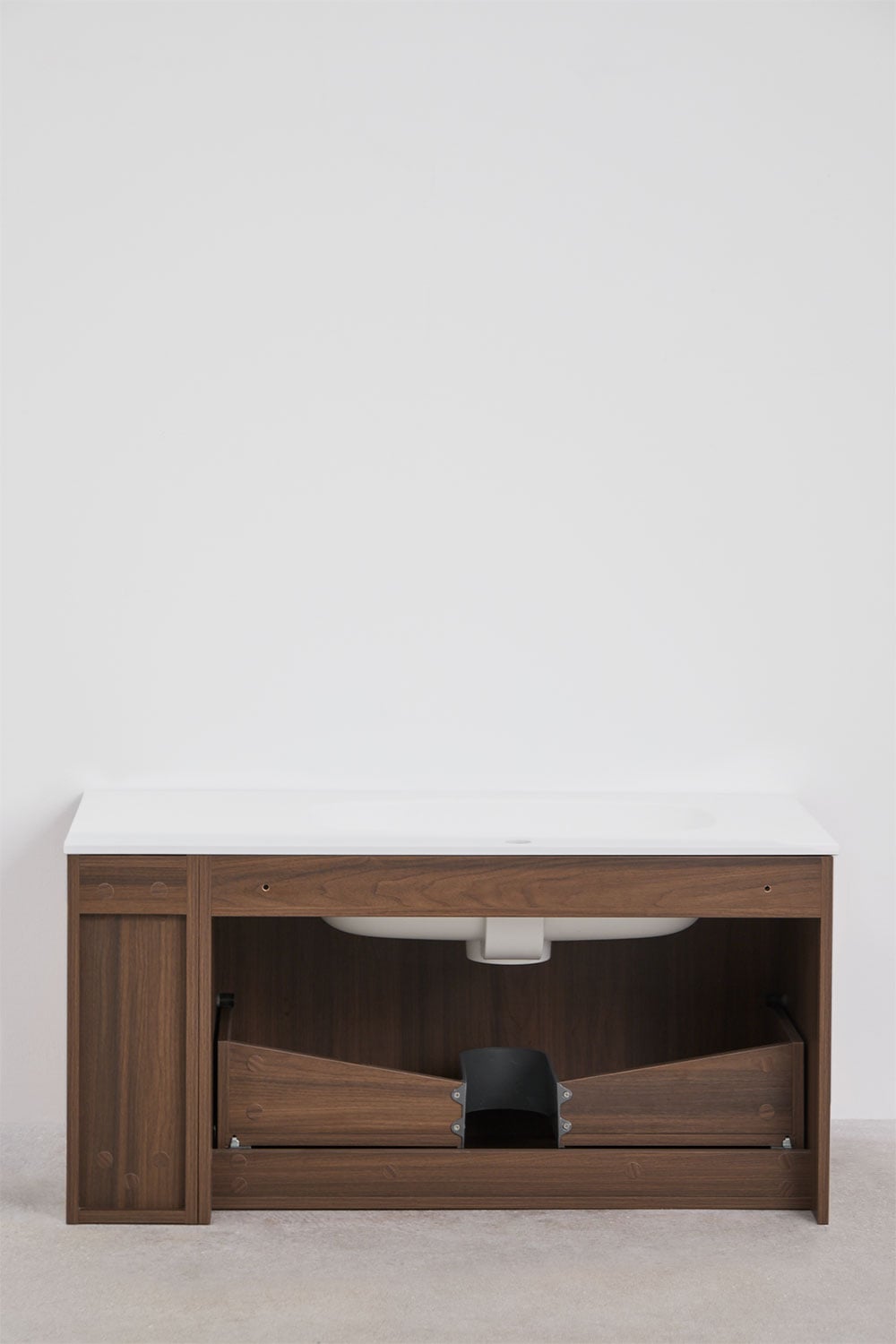 Suspended 100x50 cm wooden bathroom furniture set with integrated sink Endika, gallery image 7