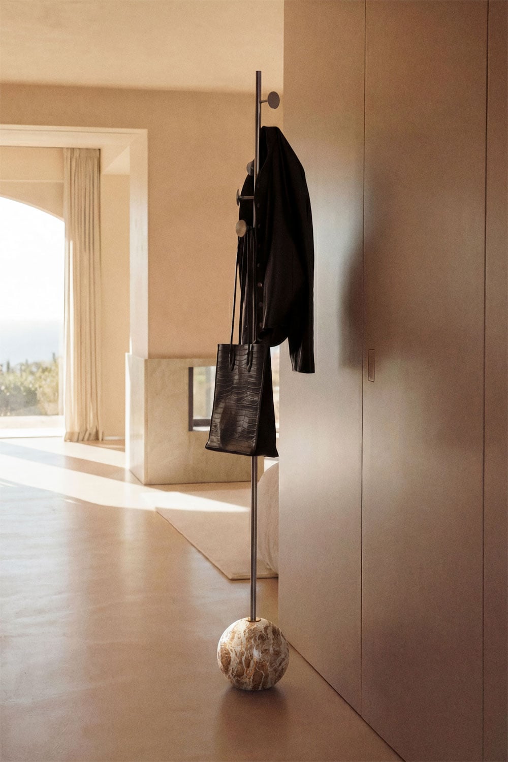 Felora iron and marble standing coat rack, gallery image 1