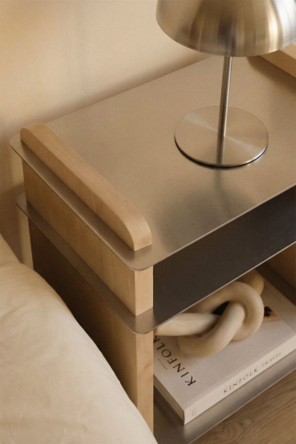 Pack of 2 rectangular bedside tables 55x40 cm in mango wood and steel Tokyo, gallery image 2