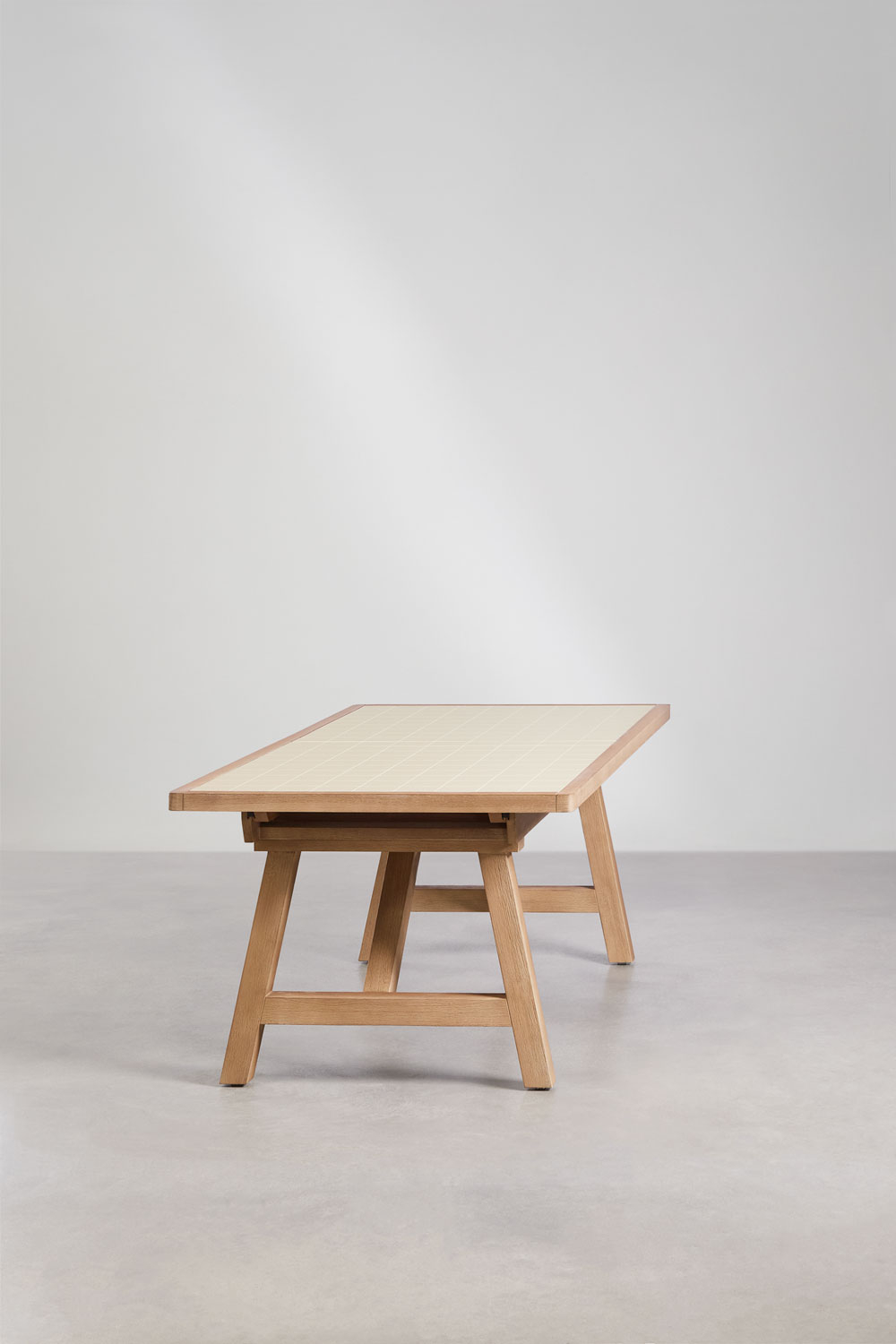 Rectangular dining table 200-260-320x100 cm extendable acacia & tapioca ...