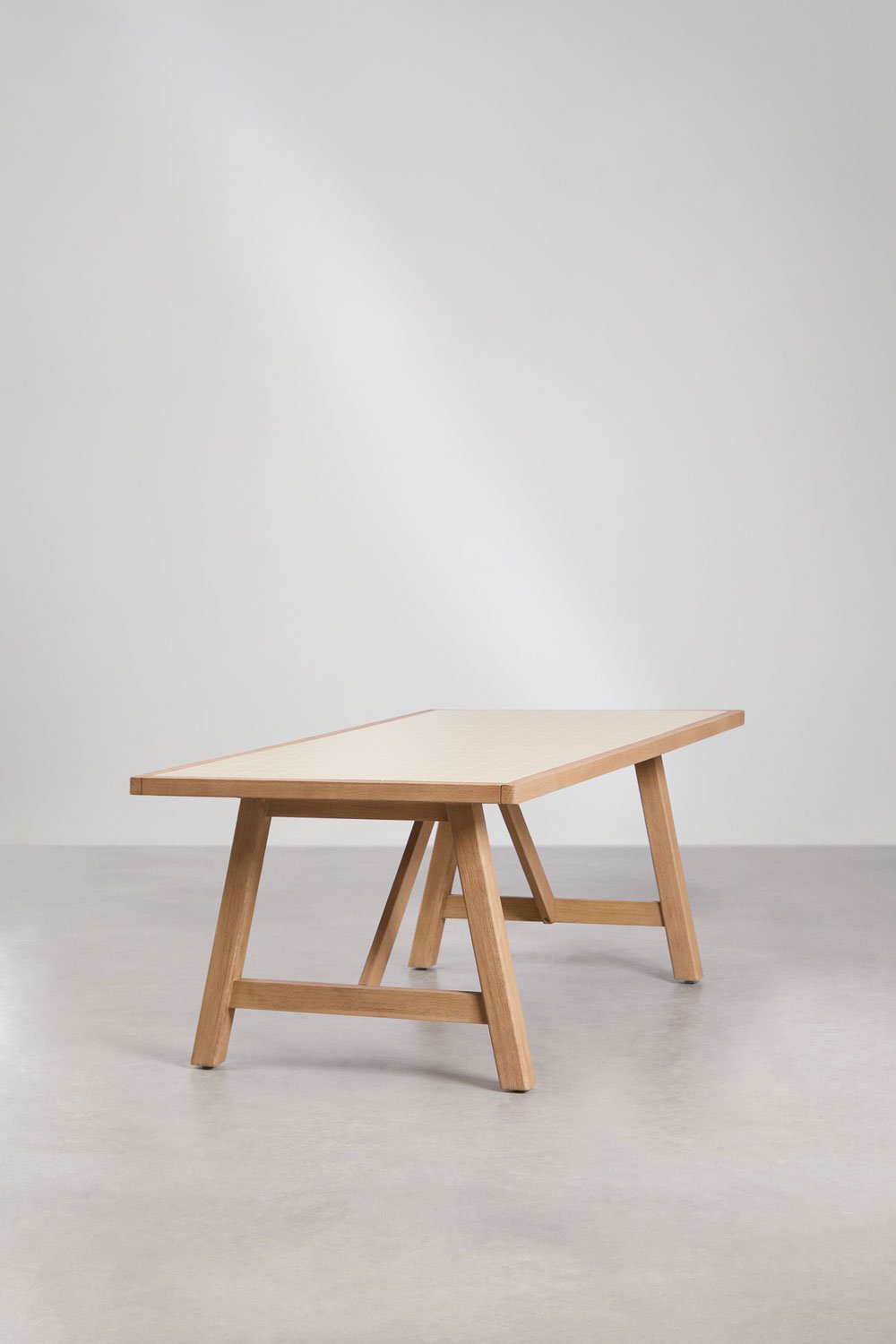 Rectangular dining table 200x100 cm acacia wood & tapioca beige tiles Dubai, gallery image 2