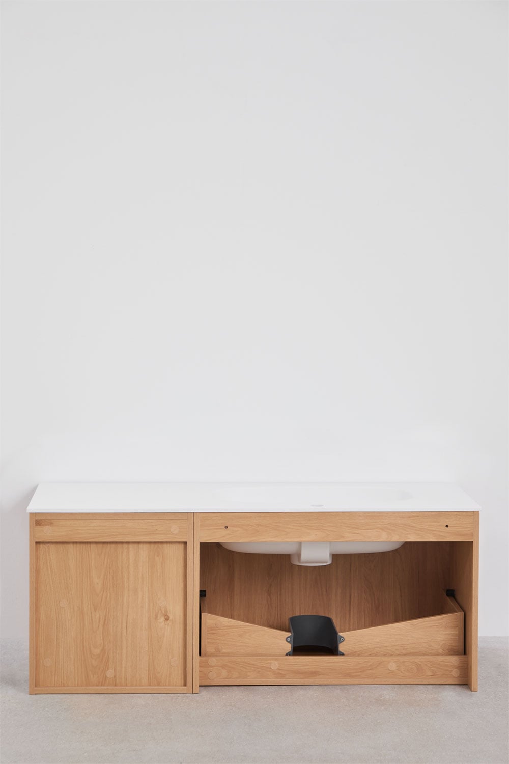 Suspended 120x50 cm wooden bathroom furniture set with integrated sink Endika, gallery image 7