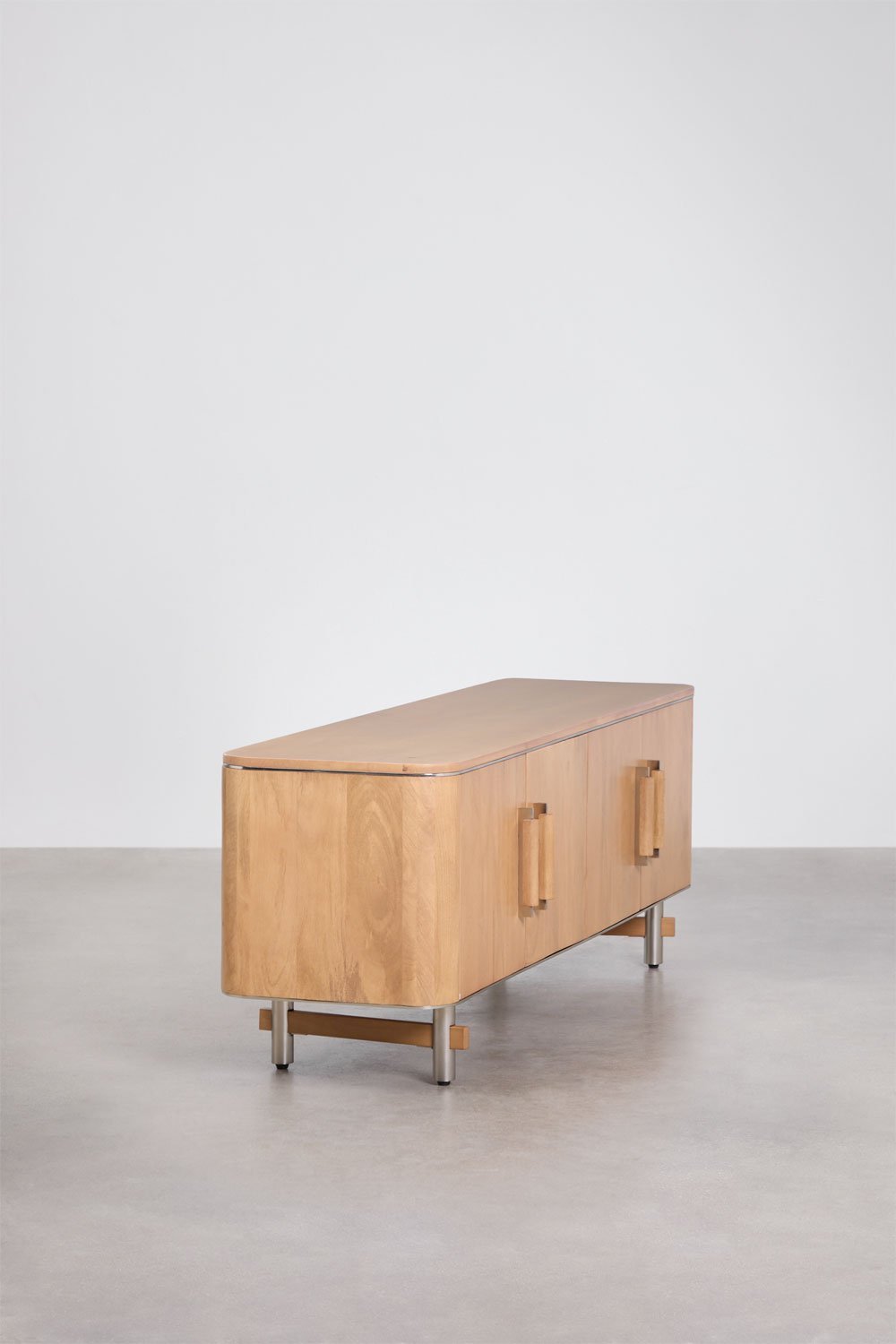 Osaka 160x40 cm TV cabinet in mango wood and steel, gallery image 4