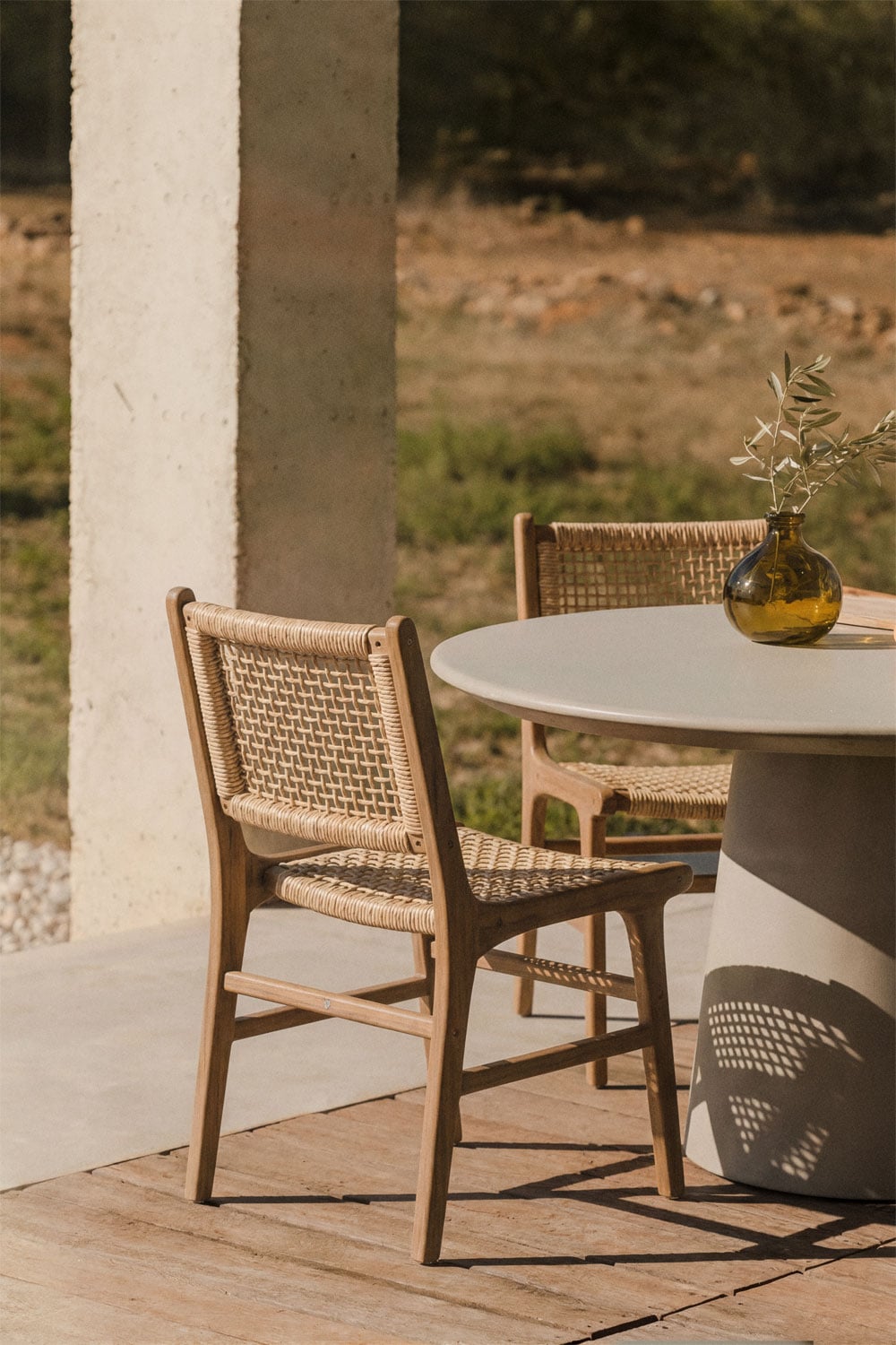 Pack of 2 Malmo teak wood garden chairs, gallery image 1