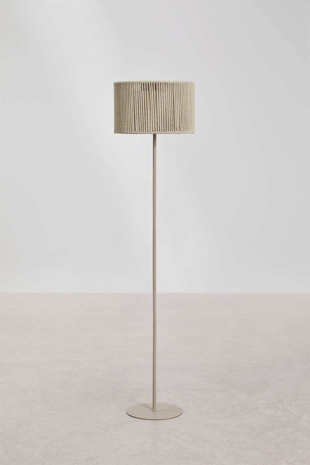 Wireless LED Solar Floor Lamp for Outdoor Use in Iron and Braided Rope Krabi, gallery image 1