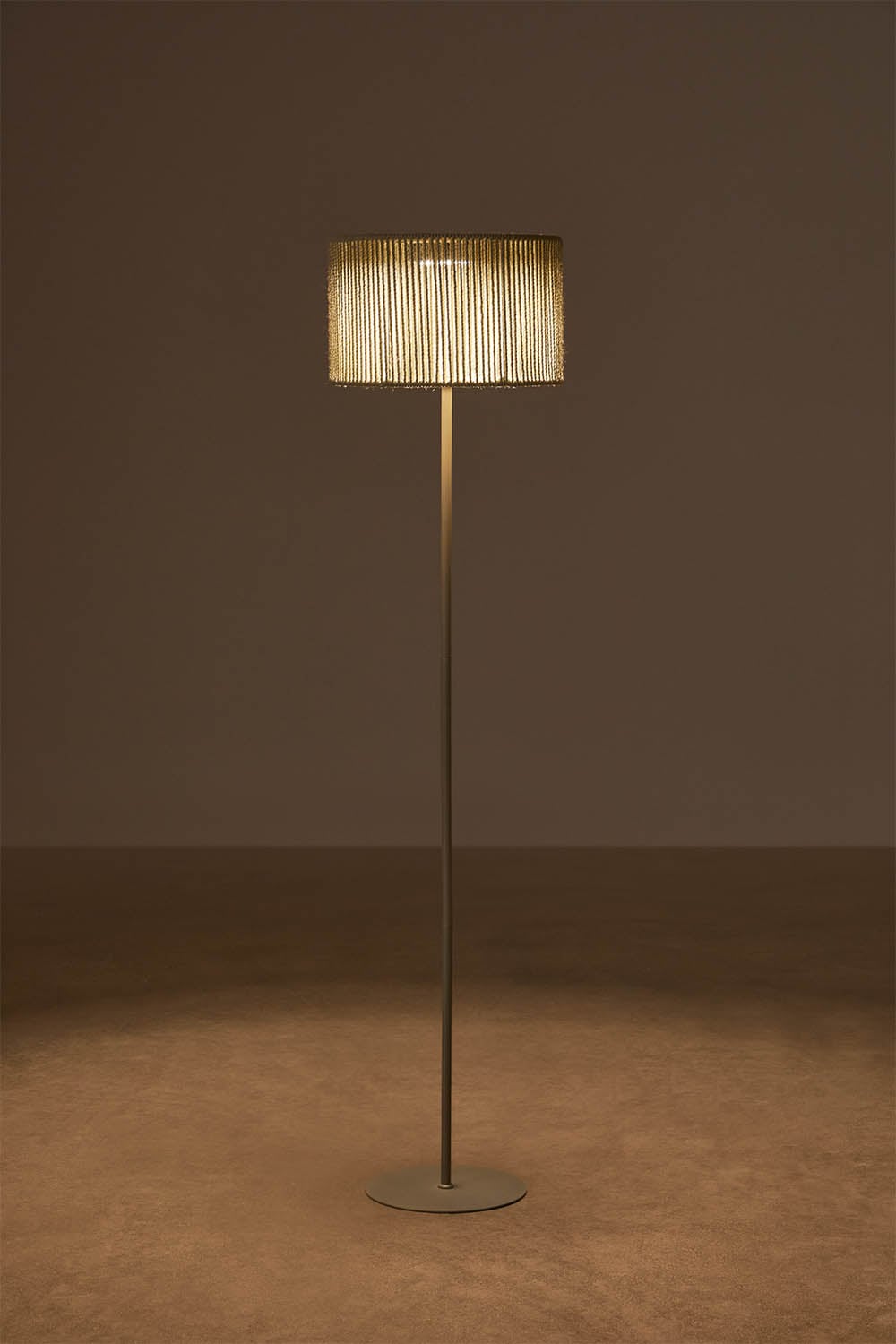 Wireless LED Solar Floor Lamp for Outdoor Use in Iron and Braided Rope Krabi, gallery image 3