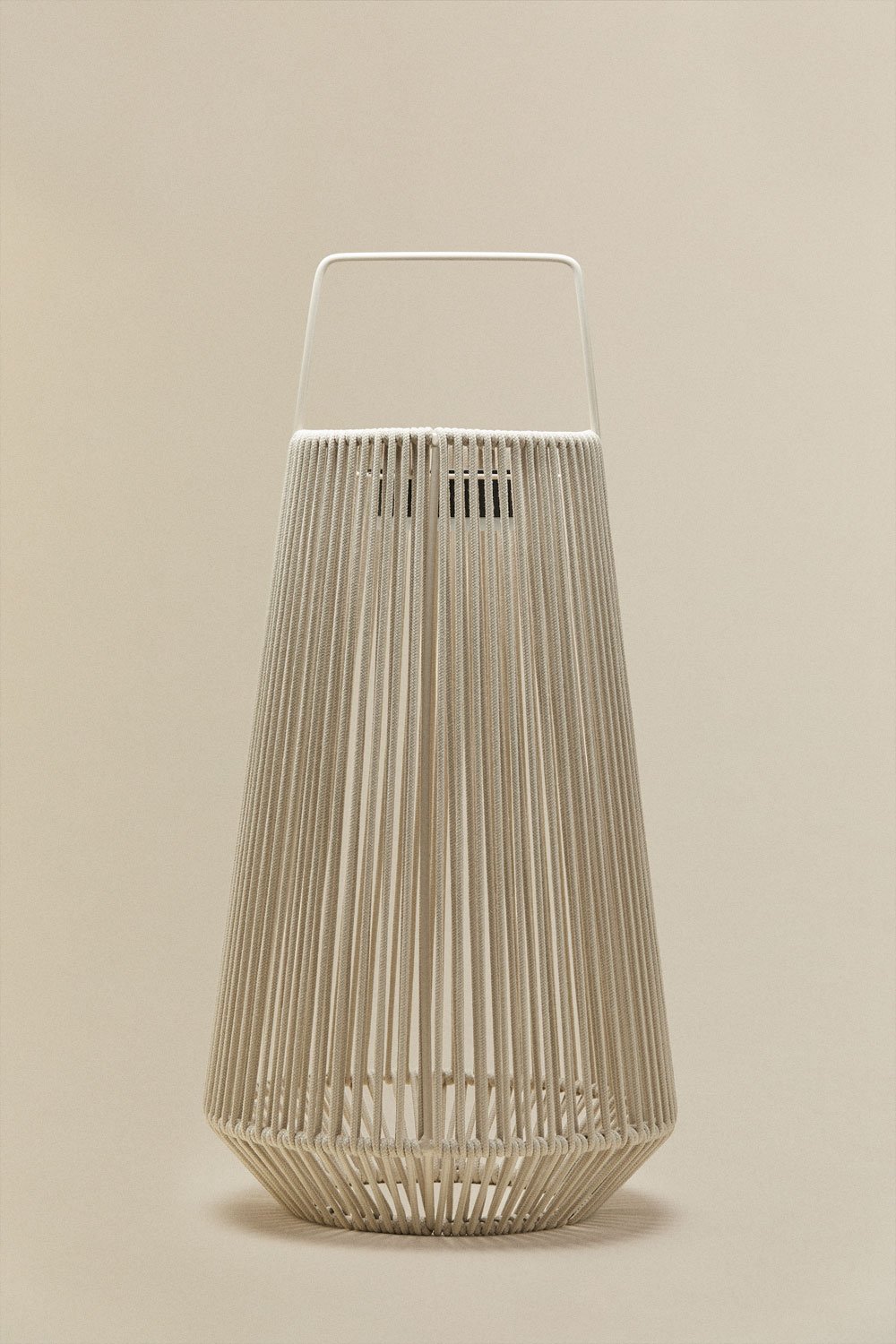 Wireless LED Solar Table Lamp for Outdoor Use in Iron and Braided Rope Liberian, gallery image 1
