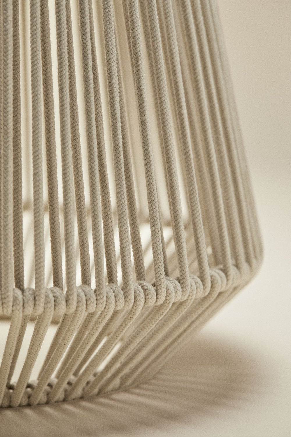 Wireless LED Solar Table Lamp for Outdoor Use in Iron and Braided Rope Liberian, gallery image 4